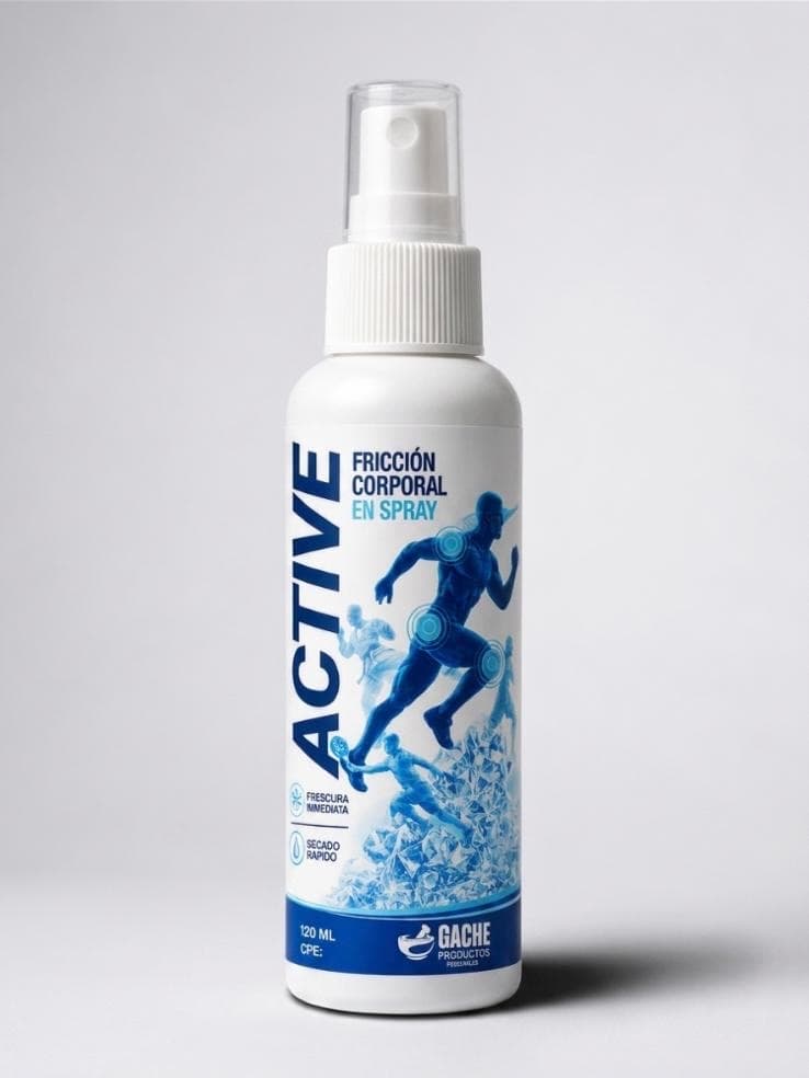ACTIVE, fricción corporal en spray de Gache Productos, presentación de 120 ml